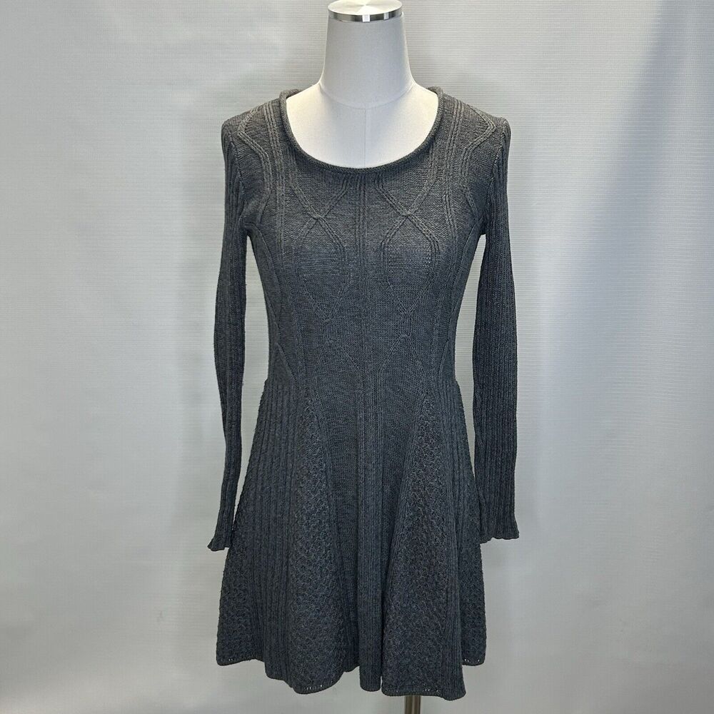 Peruvian Connection Sweater Dress Womens Sz Small Gray Pima Cotton Stretch Knit
